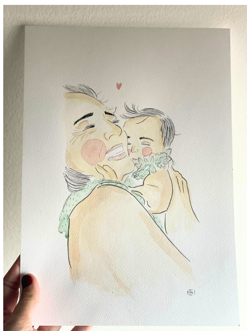 Ilustrações Personalizadas | Maria Carvão Mae filha ilustrada | Maria Carvão